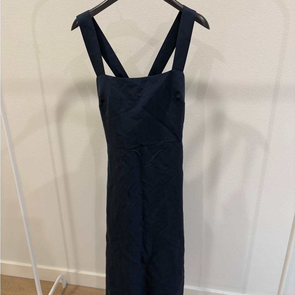 Theory crossback linen blend dress
